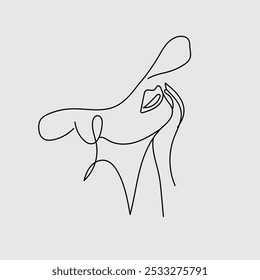 Single Line Art Woman With A Hat