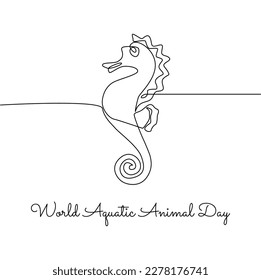 single line art of world aquatic animal day good for world aquatic animal day celebrate. line art. illustration.