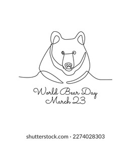 single line art of world bear day good for world bear day celebrate. line art. illustration.