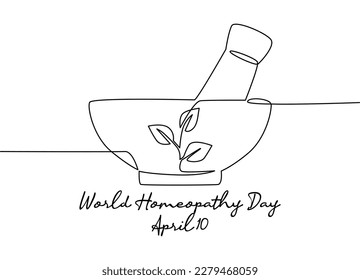 single line art of world homeopathy day good for world homeopathy day celebrate. line art. illustration.