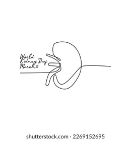 single line art of world kidney day good for world kidney day celebrate. line art. illustration.