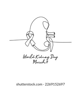 single line art of world kidney day good for world kidney day celebrate. line art. illustration.