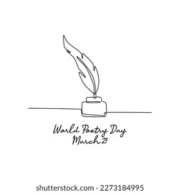 single line art of world poetry day good for world poetry day celebrate. line art. illustration.