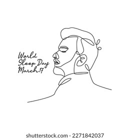 single line art of world sleep day good for world sleep day celebrate. line art. illustration.