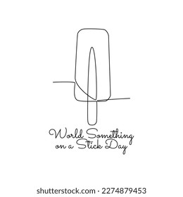 single line art of world something on a stick day good for world something on a stick day celebrate. line art. illustration.