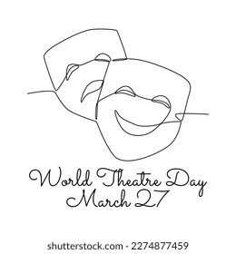 single line art of world theatre day good for world theatre day celebrate. line art. illustration.