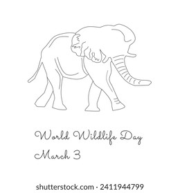 single line art of World Wildlife Day suitable for World Wildlife Day enjoy.