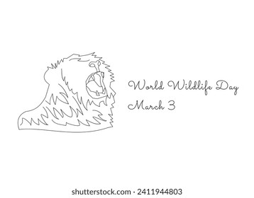 single line art of World Wildlife Day suitable for World Wildlife Day enjoy.