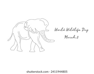 single line art of World Wildlife Day suitable for World Wildlife Day enjoy.