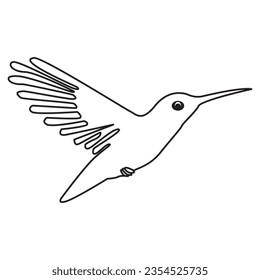 Single line bird drawing of flying up vector illustration