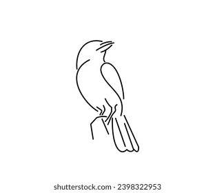Icono de pájaro de una sola línea, vector de diseño de logotipos