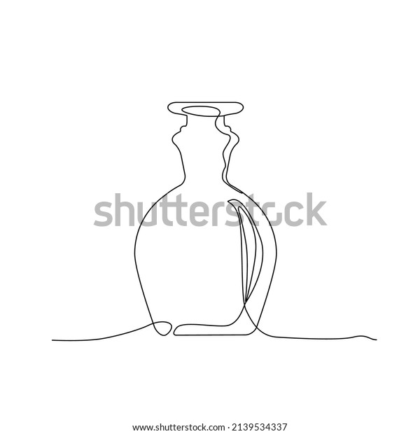 Single line bottle. 1 line draw\
winebottle, mono line art bottle, continuous outline drawing vial,\
mono drawing flask logo, linear vector\
illustration