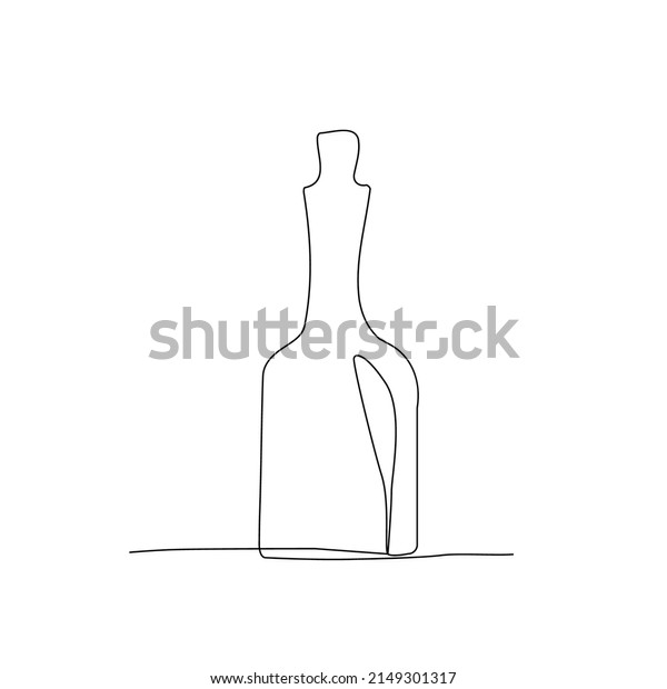 Single line bottle. 1 line draw\
winebottle, mono line art bottle, continuous outline drawing vial,\
mono drawing flask logo, linear vector\
illustration