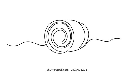 Single line camera lens. Continuous line drawing of a professional camera lens with circular optical elements. Essential photography equipment. One line vector illustration.