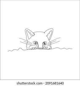 Single line cat. One  line drawing isolated on white background. Beautiful hand draw design vector illustration for posters, wall art, tote bag, mobile case, t-shirt print