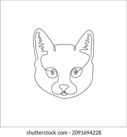 Single line cat. One line drawing isolated on white background. Beautiful hand draw design vector illustration for posters, wall art, tote bag, mobile case, t-shirt print. Icon
