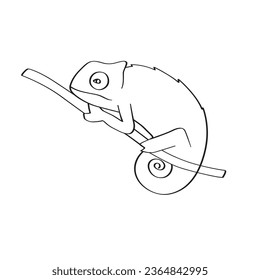 Single line of Chameleon continuous one line drawing Chamaeleon calyptrate elegant minimalist artwork illustration. 