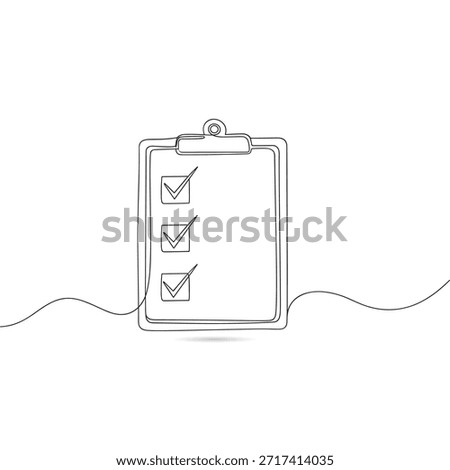 Single line checklist clipboard illustration showing task planning management vector
