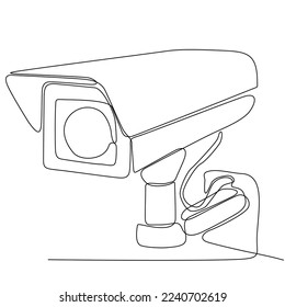 Single line continuous CCTV images with square shape installed on the side of the highway to monitor traffic movement and improve security system. One line draw graphic design vector illustration
