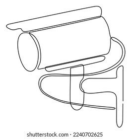 Single line continuous CCTV images with square shape installed on the side of the highway to monitor traffic movement and improve security system. One line draw graphic design vector illustration