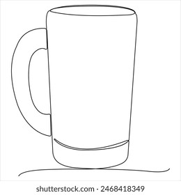 Single line continuous  drawing of abstract wine glass simple water goblet line art vector illustration