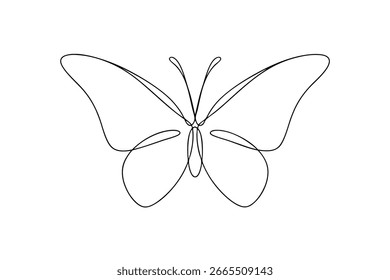 Linha única contínua desenhando um animal de inseto borboleta
