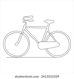 Single line continuous drawing of classic bicycle outline vector illustration