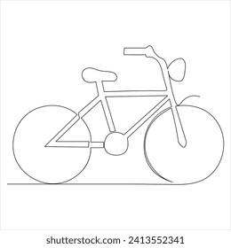 Single line continuous drawing of classic bicycle outline vector illustration