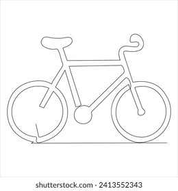 Single line continuous drawing of classic bicycle outline vector illustration