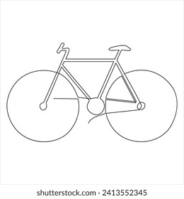 Single line continuous drawing of classic bicycle outline vector illustration