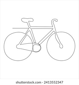 Single line continuous drawing of classic bicycle outline vector illustration