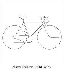 Single line continuous drawing of classic bicycle outline vector illustration