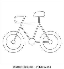 Single line continuous drawing of classic bicycle outline vector illustration