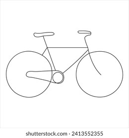 Single line continuous drawing of classic bicycle outline vector illustration