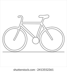 Single line continuous drawing of classic bicycle outline vector illustration