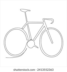 Single line continuous drawing of classic bicycle outline vector illustration