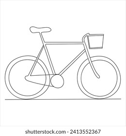 Single line continuous drawing of classic bicycle outline vector illustration