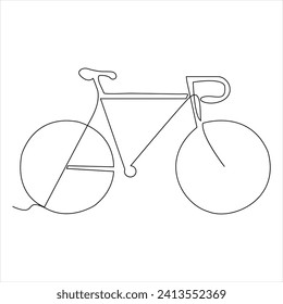 Single line continuous drawing of classic bicycle outline vector illustration
