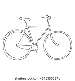 Single line continuous drawing of classic bicycle outline vector illustration