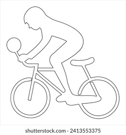 Single line continuous drawing of classic bicycle and drawing of man  woman bicycle vector illustration