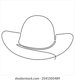 Desenho contínuo de linha única de chapéu de cowboy simples chapéu linha arte vetor ilustração