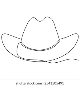 Desenho contínuo de linha única de chapéu de cowboy simples chapéu linha arte vetor ilustração