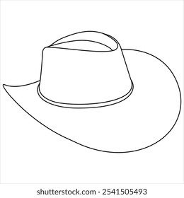 Desenho contínuo de linha única de chapéu de cowboy simples chapéu linha arte vetor ilustração