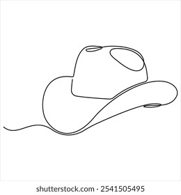 Desenho contínuo de linha única de chapéu de cowboy simples chapéu linha arte vetor ilustração