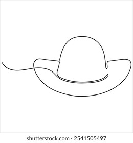 Desenho contínuo de linha única de chapéu de cowboy simples chapéu linha arte vetor ilustração