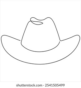 Desenho contínuo de linha única de chapéu de cowboy simples chapéu linha arte vetor ilustração