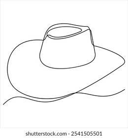 Desenho contínuo de linha única de chapéu de cowboy simples chapéu linha arte vetor ilustração