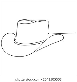 Desenho contínuo de linha única de chapéu de cowboy simples chapéu linha arte vetor ilustração