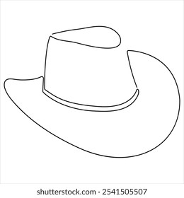 Desenho contínuo de linha única de chapéu de cowboy simples chapéu linha arte vetor ilustração