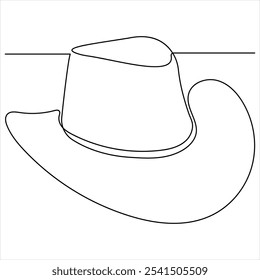 Desenho contínuo de linha única de chapéu de cowboy simples chapéu linha arte vetor ilustração